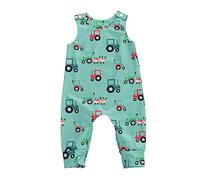 Baby Girl Boy Cartoon Patterns Jumpsuit Dungarees Sleeveless Round Neck Applique Animal Baby Infant Kid Toddler Romper Overall Little Boys Girls Overalls Casual (Blue Tractor, 18-24 Months)