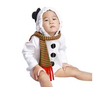 Baby Girl Boy Christmas Snowman Print Romper Scarf Sets Jumpsuit Overall Newborn Toddler Xmas Outfit Clothing One Piece My First Christmas Sleepwear Outfits Fall Winter Clothes White