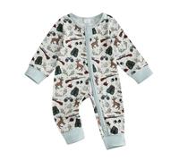 Baby Girl Boy Hunting Clothes Mallard Duck Deer Zipper Jumpsuit Long Sleeve Camo Romper Retro Floral Chick Bodysuit Farm Themed Newborn Fall Outfit Welcome Home (Green, 3-6 Months)