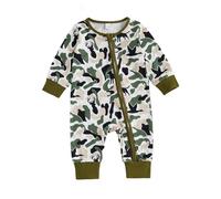 Baby Girl Boy Hunting Clothes Mallard Duck Deer Zipper Jumpsuit Long Sleeve Camo Romper Retro Floral Chick Bodysuit Farm Themed Newborn Fall Outfit Welcome Home (Army Green, 6-12 Months)
