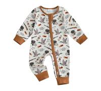 Baby Girl Boy Hunting Clothes Mallard Duck Deer Zipper Jumpsuit Long Sleeve Camo Romper Retro Floral Chick Bodysuit Farm Themed Newborn Fall Outfit Welcome Home (Brown, 3-6 Months)