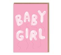 Baby Girl Card - Cute Balloon Design New Baby Card for New Parents - Cute Welcome Baby Card - Baby Cards Congratulations for Birth Baby Shower Gender Reveal Adoption