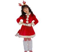 Baby Girl Christmas Costume Princess Dress, Reindeer Christmas Dresses for Girls with Headband Belt 3PCS Santa Costume Party Dresses UK Fancy Dress Up Roleplay Winter Clothes