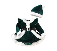 Baby Girl Christmas Outfit Santa Romper Dress Red Long Sleeve Princess Bodysuit Xmas Cute Fall Winter Clothes - Toddler Baby Christmas Costumes Xmas Top + Hat for Little Girls Boys Cosplay