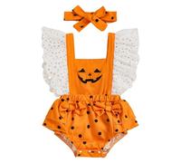 Baby Girl Clothes Set 2 Pieces Halloween Baby Clothes Girl Long Sleeve Long Sleeve Infant Girls Outfits Outfit Newborn Girls Outfit (Orange, 3 Months)