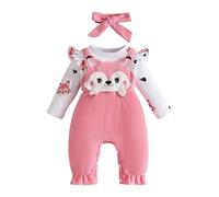 Baby Girl Clothes Set 3 Pieces Newborn Outfit Baby Grows Outfits Little Girl Outfits Toddler Girls Outfit Long Sleeve Tops + Suspender Pants Bowknot Spring Fall Months Pink
