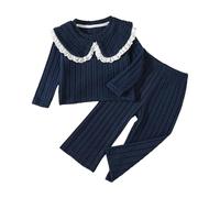 Baby Girl Clothes Set Newborn Outfit Toddler Baby Girls Clothes 2 Pieces Infant Girl Fall Outfits Long Sleeve Ruffle Top + Pants Grows Outfits Set for Girls Newborn (Navy, Years)