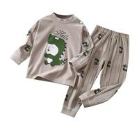 Baby Girl Cotton Clothes Children Thermal Underwear Set Made of Pure Cotton Boys Clothes 2 Pcs Pajamas Sleepwear Organic Baby Girls Pajamas Long Sleeved Home Trendy (Grey, 6 Months)