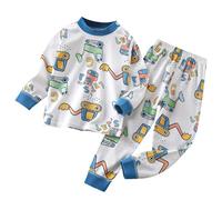 Baby Girl Cotton Clothes Children Thermal Underwear Set Made of Pure Cotton Boys Clothes 2 Pcs Pajamas Sleepwear Organic Baby Girls Pajamas Long Sleeved Home Trendy (Sky Blue, 3 Years)