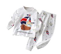 Baby Girl Cotton Clothes Children Thermal Underwear Set Made of Pure Cotton Boys Clothes 2 Pcs Pajamas Sleepwear Organic Baby Girls Pajamas Long Sleeved Home Trendy (White, 12 Months)