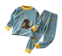 Baby Girl Cotton Clothes Children Thermal Underwear Set Made of Pure Cotton Boys Clothes 2 Pcs Pajamas Sleepwear Organic Baby Girls Pajamas Long Sleeved Home Trendy (Navy, 3 Months)