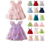 Baby Girl Dress Tutu Skirt for Girls Butterfly Wings Casaul Summer Sleeveless Embroidery Floral Princess Dresses Tulle Elegant Toddler Birthday Party Wedding Fairy Outfit