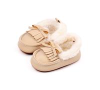 Baby Girl Flannel Plush Loafers Fleece Lined Crib Shoes First Walker Shoes | Thick Plush,Solid Color,Soft Sole,Flat Sole,Anti-slip Sole,Trainers Run Prewalkers,First Walking Sneakers for 0-18 Months