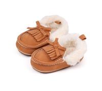 Baby Girl Flannel Plush Loafers Fleece Lined Crib Shoes First Walker Shoes | Thick Plush,Solid Color,Soft Sole,Flat Sole,Anti-slip Sole,Trainers Run Prewalkers,First Walking Sneakers for 0-18 Months