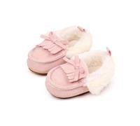 Baby Girl Flannel Plush Loafers Fleece Lined Crib Shoes First Walker Shoes | Thick Plush,Solid Color,Soft Sole,Flat Sole,Anti-slip Sole,Trainers Run Prewalkers,First Walking Sneakers for 0-18 Months