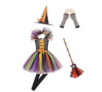 Baby Girl Halloween Dress,Green Witch Costume Kids Witches Hat Dress Plus Size Outfit Girls Clothes 12-18 Months Princess Dressing Up Costumes Purple Themed Party (c-Multicolour,3-4 Years)