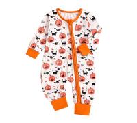 Baby Girl Halloween Outfit Spider Embroidered Bow Tie Pumpkin Dinosaur Prints Jackolantern Orange Onesie Fancy Party Clothes Skeleton Costumes Outfits For Unisex 0-24 Months Infant