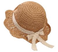 Baby Girl Hats with Bow Floral Toddler Straw Hat Woven Dome Toddler Sun Hat Wide Brim Sunproof Breathable Adjustable Summer Baby Beach, Khaki ..