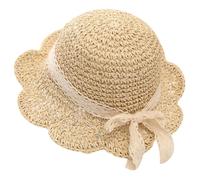 Baby Girl Hats with Bow Floral Toddler Straw Hat Woven Dome Toddler Sun Hat Wide Brim Sunproof Breathable Adjustable Summer Baby Beach, Beige..