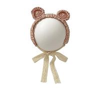Baby Girl Headband Neonatal Fetal Cap Hair Bands Handmade Infant Headdress Baby Hair Accessories Cute Bear Ear Headpiece Straw Headwear