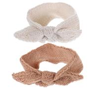Baby Girl Headbands 2pcs Fabric Bow Knitted Design