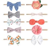 Baby Girl Headbands-Nylon Bows 10 Packs Mix Style Hair Band Accessories for Newborn Toddler and Little Baby (A)