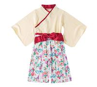 Baby Girl is Here Girls Spring Summer Floral Cotton Print Short Sleeve Shorts Pajamas Clothes (Beige, 3-4 Years)
