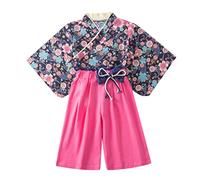 Baby Girl is Here Girls Spring Summer Floral Cotton Print Short Sleeve Shorts Pajamas Clothes (Blue, 5-6 Years)