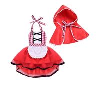 Baby Girl Little Red Riding Hood Costume Cape Cloak Halloween Cosplay Kid Storybook Fairy Tale Outfit Set (Red, 6-12 Months)