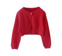 Baby Girl Long Sleeve olero Sh ug Cardigan Kids One Button Plain Cotton Knitted Sweatshirt Coats Girls Wedding olero Cardigan Knitted Girl Fall Casual Knitted Cardigan (Red, 6-12 Months)