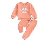 Baby Girl Mama's/Daddy's Girl Pants Set 2 Piece Autumn Outfit Casual Letter Sports Pants Set Tracksuit Jogging Suit Baby Cute Clothing Set Long Sleeve Sweatshirt+Elastic Pants