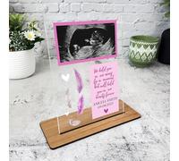 Baby Girl Memorial Feather Pregnancy Loss Miscarriage Photo Keepsake Gift Plaque - Acrylic Plaque, Personalised Memorial Present Gift