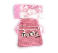Baby Girl My First Christmas 2025 Baby Keepsake Charms with Pink Gift Bag and Gift Card - Reindeer and Snowman