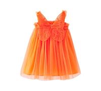 Baby Girl Princess Dress Toddler Sleeveless Butterfly Tulle Suspenders Dress Dance Party Dresses Clothes for Special Occasions Orange
