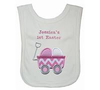 Baby Girl’s Personalised 1st Easter Wagon Bib (White)