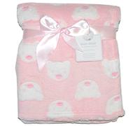 Baby Girl Soft Fleece Wrap Blanket Pram Cot Crib Moses Basket Pink Bear
