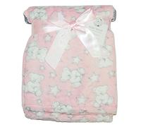 Baby Girl Soft Fleece Wrap Blanket Pram Cot Crib Moses Basket Pink Teddy