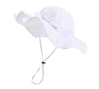 Baby Girl Sun Hat with UPF 50+ Outdoor Adjustable Beach Hat with Wide Brim Bucket Hats - white - 0-6 Months
