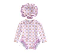 Baby Girl Swimming Costume Baby Swimsuit 3 6 12 18 24 Months 2T 3T Infant Toddler Girls Swimwear Rash Guard Zipper One Piece Long Sleeve Beachwear Bathing Suits Wetsuit (A Purple, 12-18 Months)