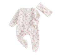 Baby Girl Winter Clothes Newborn Little Sister Going Coming Home Outfit Ruffle Mitten Romper Cute Fall Jumpsuit (White A, Newborn)