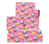 Baby Girl Wrapping Paper - 6 Sheets Of Floral Gift Wrap Pink - With Love - Flower Wrapping Paper For Women - Birthday Baby Shower Mother's Day - Recyclable - By Central 23