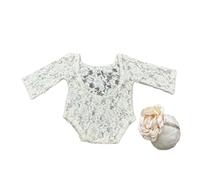 Baby Girls 2 Pieces Set Photography Clothing Including Stretch Cotton Romper & Sparkling Headpiece Flower Headwear Props