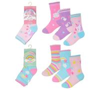 Baby Girls 6 Pairs Cotton Rich Tot Socks | Toddler, Infant, Newborn Socks | Rainbow, Unicorn, Butterfly, Baby Socks | Soft, Comfortable, Quick Dry | Cozy, Winter, Breathable | 0-24 Months, 0-2 Years