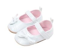 Baby Girls Anti-Slip First Walking Shoes Infant Cute Bowknot Mary Jane Princess P rty Flat Shoe Girl M ccasins Princess Lightweight Shoes Wedding Birthday lats (White, 5 Infant)