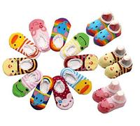 Baby Girls Boys Antiskid Socks Short Room Socks Booties Age 9-24 Months unisex (light yellow stripy bee)