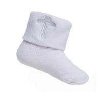 Baby Girls Boys Christening Socks With Embroidered Cross (0-6 Months, White)