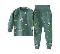 Baby Girls Boys Cotton Cute Pyjamas Pajamas Set Long Sleeve Tee Pants Sleepwear Pjs 2 Pcs Toddler Children Monkey Print Loungewear Nightwear Bundle (Green, 3-6 Months)