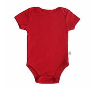 Baby Girls Boys Cotton Romper Short Sleeve Crew Neck Solid Color Newborn Soft Comfy Jumpsuit Cute Sleepsuit utton Plain Outfits Summer Pyjamas (Red, 9-12 Months)