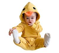 Baby Girls Boys Cute Frog Chick Jumpsuit Hooded Long Sleeve Newborn Cotton Onesie Button Soft Comfy Sleepsuit Infant Casual Outfits (Yellow, 6-12 Months)