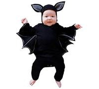 Baby Girls Boys Halloween Costume Cute Newborns Outfits Pumpkin Romper Kids First Clothes One-Piece Skull Sleepwear with Hat for Clothing Set 0-36Months Black